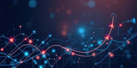 Fototapeta premium Illustration of interconnected arrows on a blurred background symbolizing movement and connectivity, dynamic, Concept