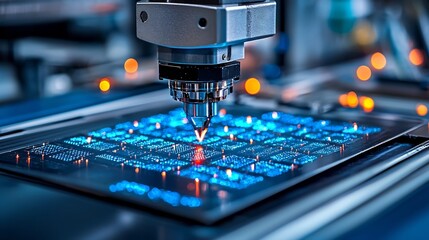 Futuristic Silicon Wafer Processing in Technologically Advanced Factory