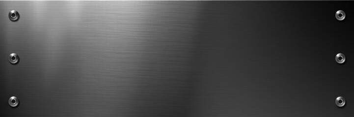 Metallic plate with a glossy finish over a black brushed metal background, texture, plate