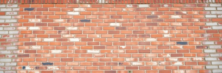 Obraz premium Rough red brick wall background with textured surface, rough, weathered