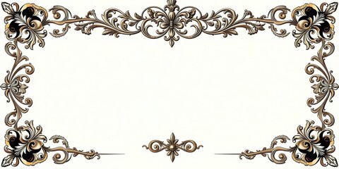 Obraz premium Vintage ornate frame with intricate floral and swirl patterns, intricate, aged