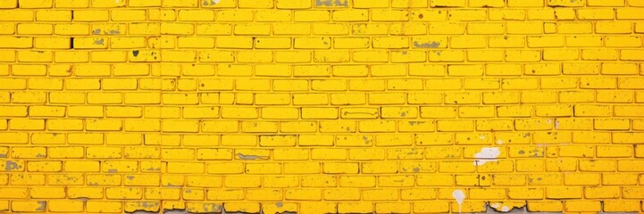 Obraz premium Yellow brick wall background with rough texture and vibrant color, Brick wall, Exterior