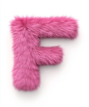 Light pink color Fur letter F on white background