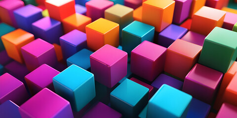 Obraz premium Colorful 3D Cubes Arrangement in a Modern Art Composition