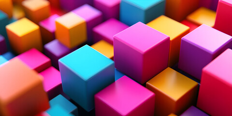 Obraz premium Colorful 3D Cubes Arrangement in a Modern Art Composition