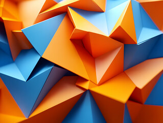Obraz premium Abstract 3D Orange Blue Polygonal Background