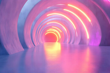 Obraz premium Neon Tunnel 3D Illustration