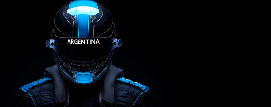 F1 driver Franco Colapinto in racing suit with Argentina on helmet