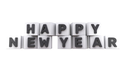 Happy new year 3d cube white