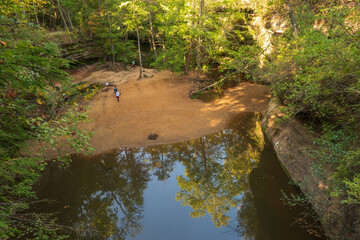 Sandy Area with Forest Reflection at Hocking Hills