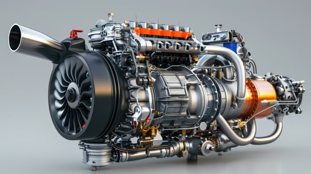 Jet Engine: Designed for aircraft, this engine expels high-speed gas streams to create thrust, efficiently propelling the vehicle forward during flight.
