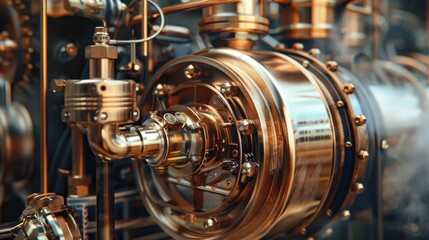 Fototapeta premium Stirling Engine: A closed-cycle engine that relies on heat to expand and contract air or gas, offering quiet operation and remarkable efficiency for various applications. 