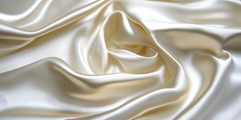 Fototapeta premium Elegant Satin Fabric Drape, Luxurious Creamy Smooth Texture, Stunning Silk Look for Stylish Spaces, Shiny Soft Folds Captured