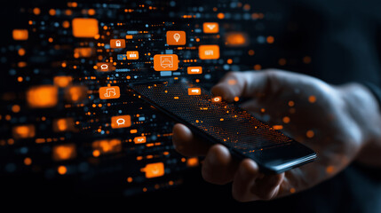 smartphone displaying social media marketing icons and notifications