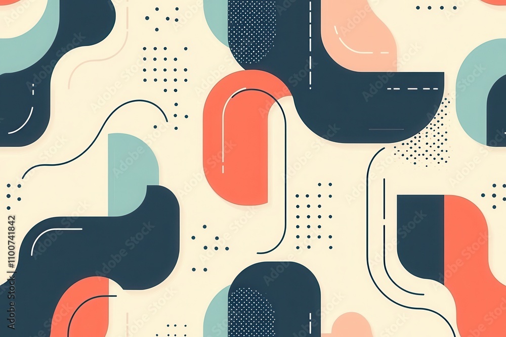 Aufkleber A modern, abstract pattern featuring curved shapes and a blend of soft colors, creating a dynamic visual rhythm on a light background.