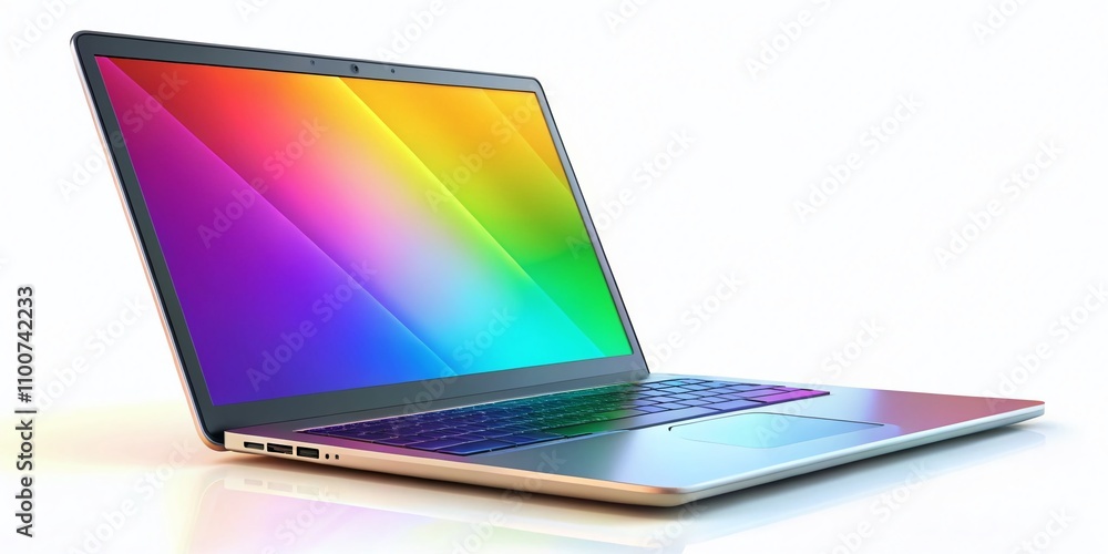 Poster realistic 3d render of laptop isolated on white background with clipping paths for professional use,
