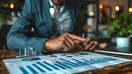 Man Analyzing Financial Charts on Interactive Screen