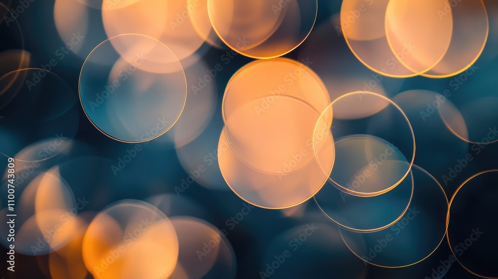 Poster abstract bokeh background with warm light circles