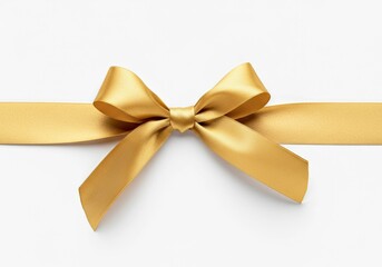 Fototapeta premium Golden Ribbon Bow on White Background