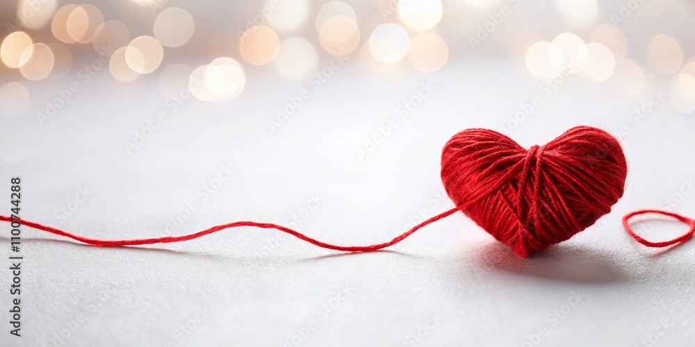 Aufkleber red thread with heart symbol isolated on white background for copy space and design elements, perfec