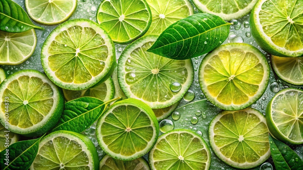 Poster refreshing double exposure photography featuring vibrant lime slices blending with nature's elements