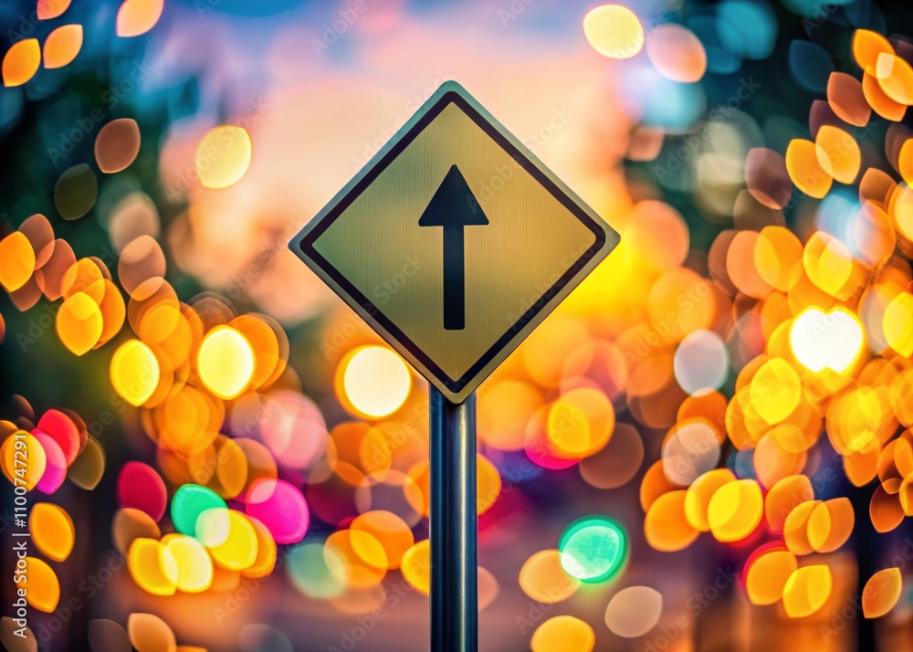 Aufkleber road sign post in soft bokeh background perfect for navigation and directional guidance concepts, em