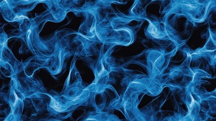 Obraz premium Abstract blue smoke swirls on black background.