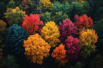 Autumn colors showcase forest aerial view colorful foliage nature