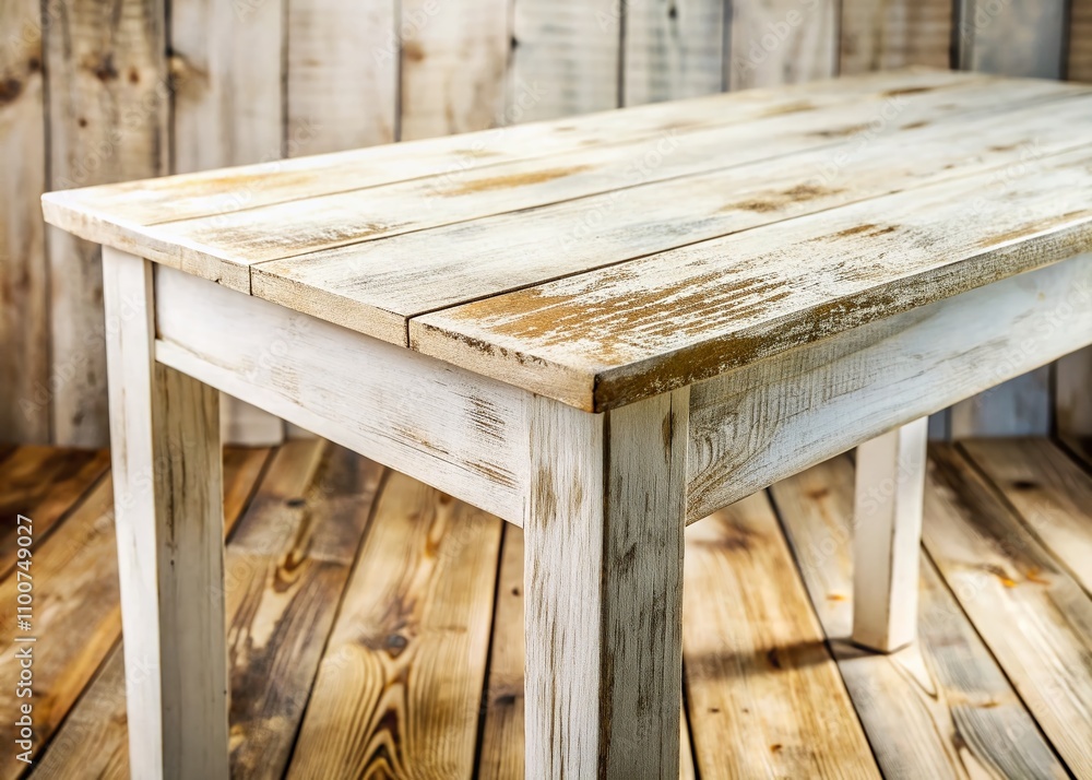 Aufkleber rustic distressed white wood table with clear grain perfectly captured using rule of thirds for inte