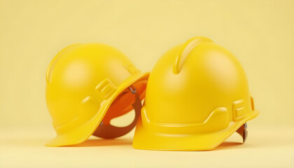 Fototapeta premium 3d render yellow helm safety engineer