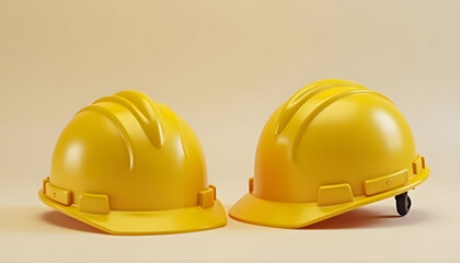 Fototapeta premium 3d render yellow helm safety engineer