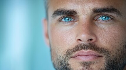 Obraz premium Intense Piercing Gaze of a Thoughtful and Confident Mature Male Professional in a Studio Setting Conveying a sense of authority leadership and introspection