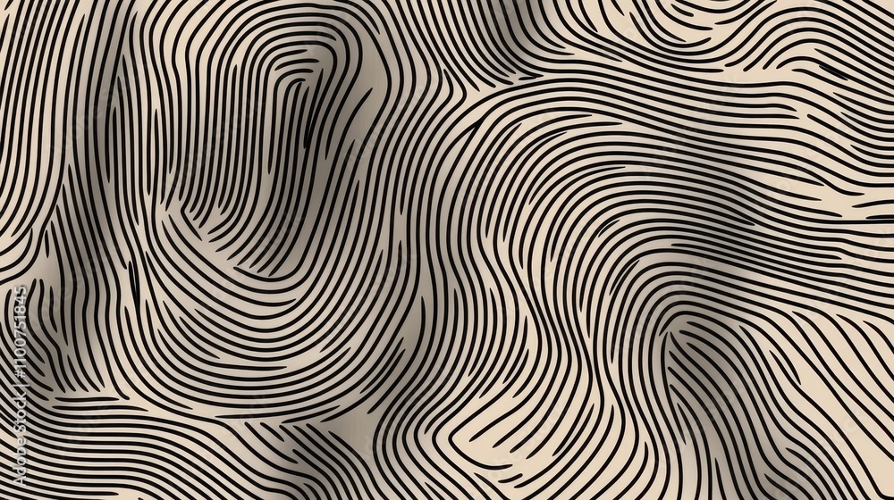 Aufkleber A wavy, abstract pattern featuring black lines on a light background, creating a visually engaging texture and depth.