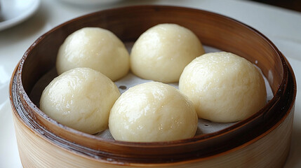 pork buns nestled inside a traditional bamboo steamer showcasing the warmth and comfort of Asian cuisine symbolizing cultural heritage hospitality and the joy of sharing food