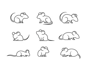 Obraz premium Various Outline Mouse Poses Silhouette Template