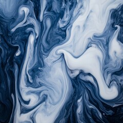 Fototapeta premium Abstract blue and white swirling paint texture.