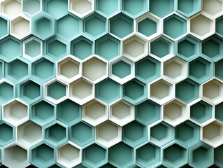 Fototapeta premium Teal and White Hexagon 3D Illustration