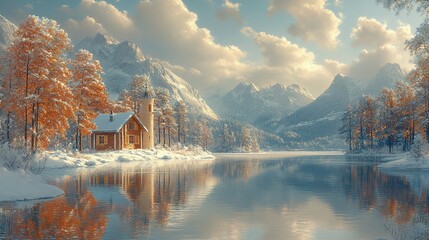 Obraz premium Frosty Horizons: A Stunning Winter Landscape Under a Clear Blue Sky