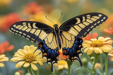 Yellow and Black Butterfly on Yellow Flower