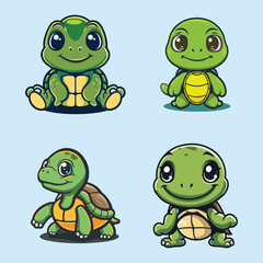 Obraz premium cute turtle vector logo illustration