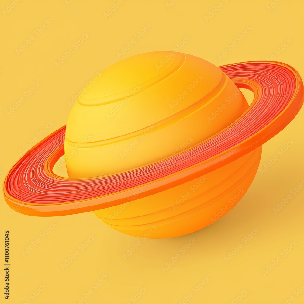 Poster stylized 3d rendering of a planet with rings.