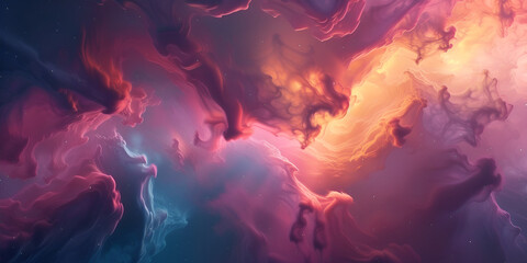 Fototapeta premium Abstract Swirling Clouds of Vibrant Colors, Dreamlike Fantasy Sky with Vivid Hues