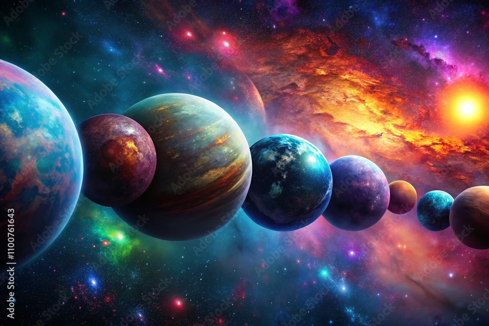 Poster set of fantasy dark planets isolated on a transparent background for creative projects and designs f