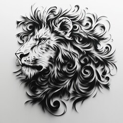 Obraz premium Artistic depiction of a lion's head with intricate swirling patterns.
