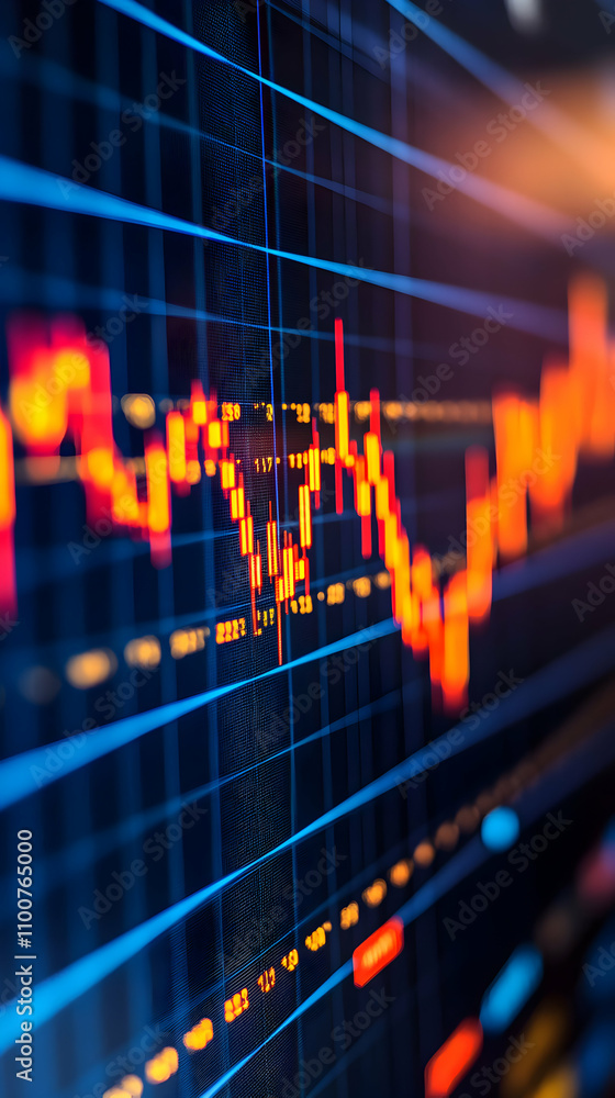 Aufkleber financial market data, abstract background with dynamic stock chart displaying fluctuations and tren