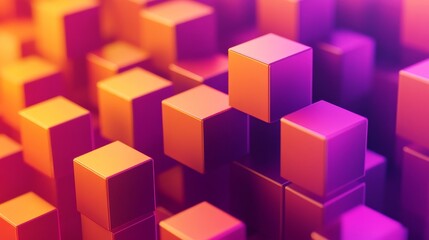 Obraz premium modern background for a video demonstration of artificial intelligence technology with abstract shapes and purple-orange gradient glass blocks.