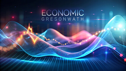 Modern abstract Blurred modern 3d illustration of economic growth Elements with upward arrow background