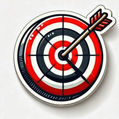 bullseye target and arrow icon illustration sticker, ai