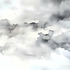 Obraz premium Gray Watercolor Cloudscape Illustration