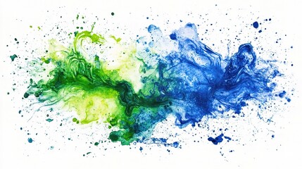 Obraz premium Colorful Abstract Splash of Green and Blue Paint on White Background